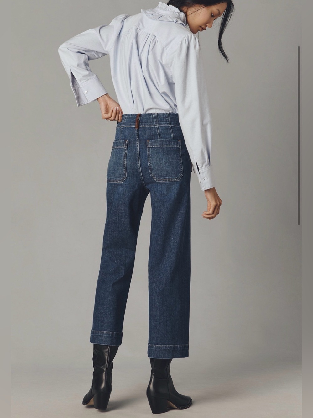 Anthropologie Maeve The Colette Vegan Leather Pocket Cropped Jeans, - Picture 2 of 7